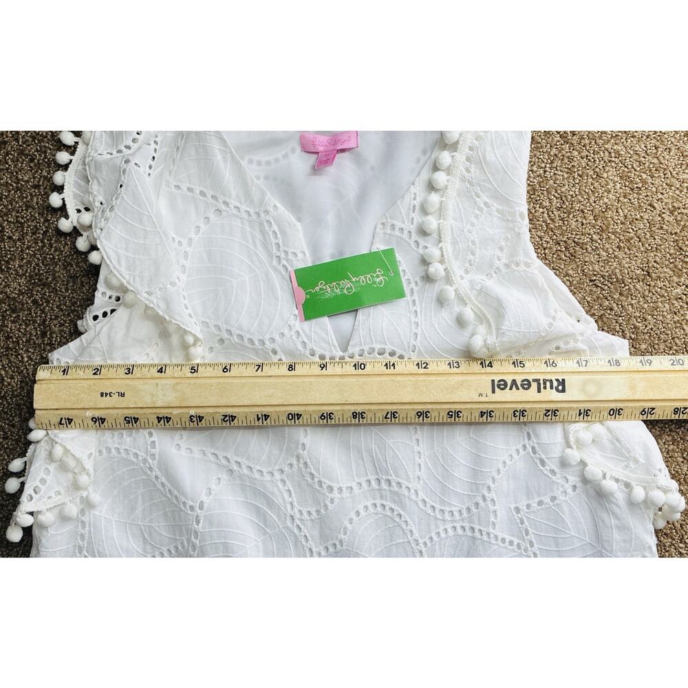 NWT Lily Pulitzer Sz M White Astara Leaf Eyelet Lace V Neck Ruffle Slvls Sheath - Picture 7 of 8